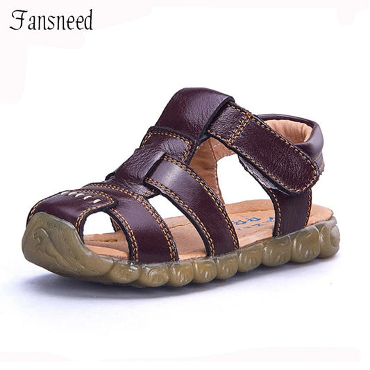 Summer Children Shoes Baby Genuine Leather Cowhide Sandals Girls Hollow Leather Sandals Boys Casual Comfortable Beach Sandals