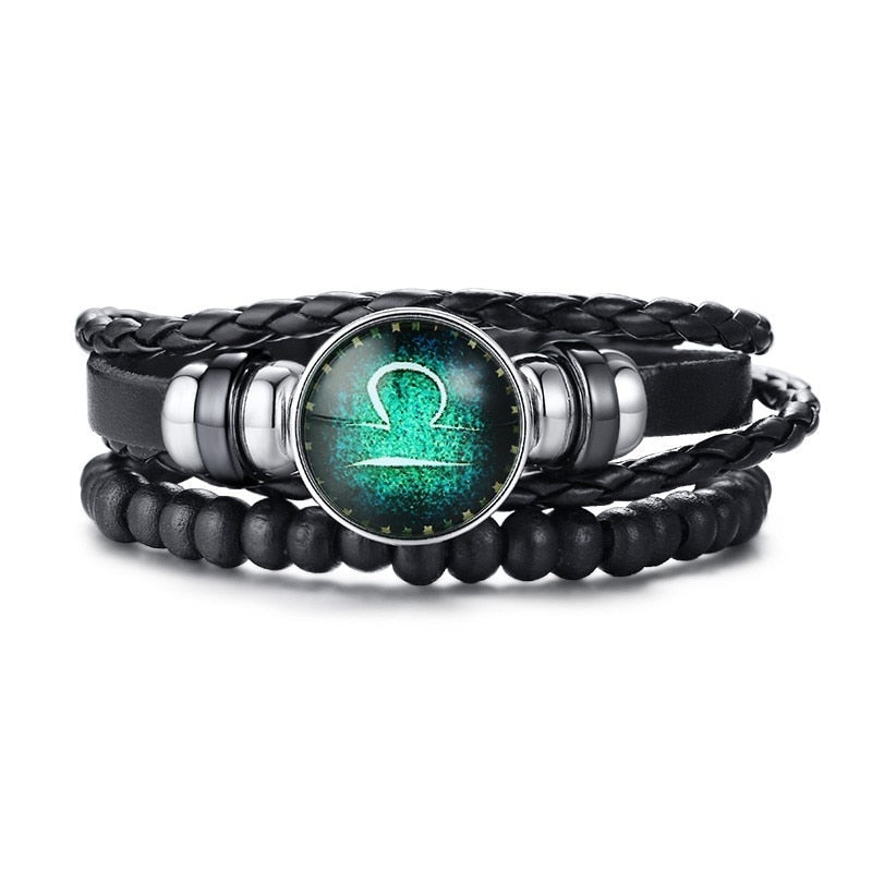 Vnox Aries 12 Horoscope Multi-layer Leather Rope Bracelets for Men Women Gifts Vintage pulseira Jewelry