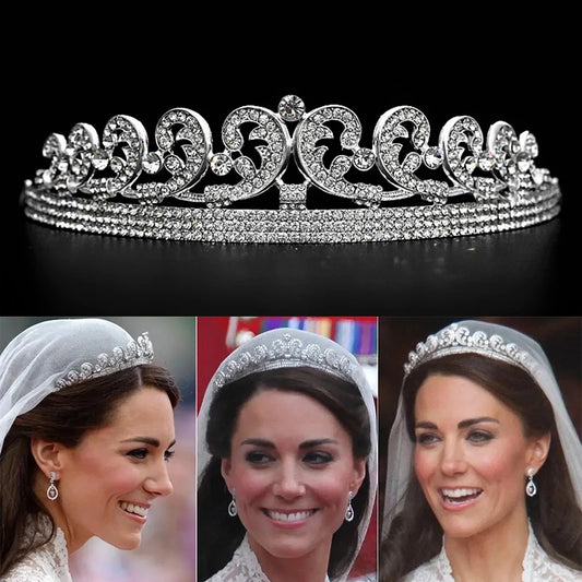 European Kate Tiara Crown Noble Silver Plated Royal Queen Wedding Hair Jewelry Bridal Diadem For Women Girls