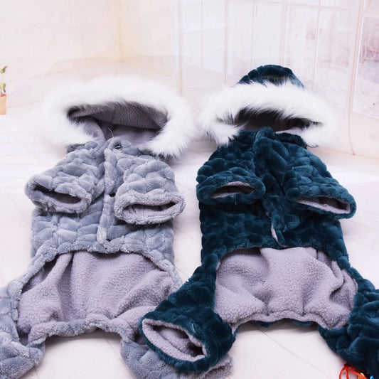 Winter Pet Dog Clothes Thicker Polyester Cotton Coat Jumpsuit Four-legged Down Jacket For French Bulldog Puppy Chihuahua