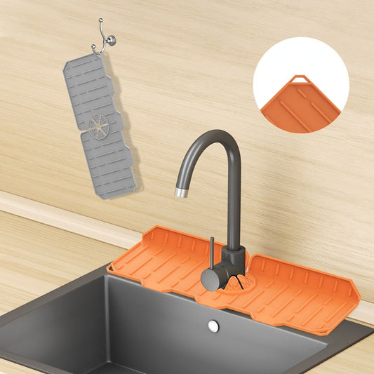 Silicone Kitchen Faucet Mat For Sink Sponge Drain Rack Foldable Sink Mat Faucet Splash Catcher Bathroom Countertop Protector Mat
